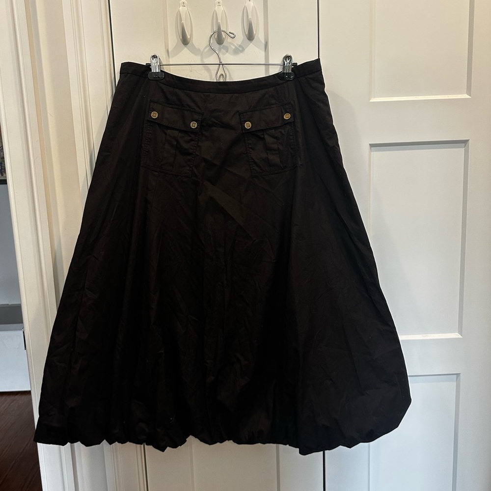 Karl Lagerfeld Black Cotton Midi Skirt